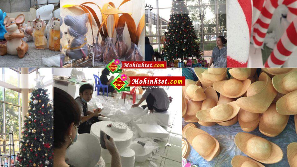 trang trí tết mô hình mút xốp
